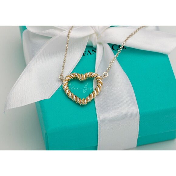 Tiffany & Co. Necklace Twisted Heart Rope Pendant 18k & Silver - Picture 3 of 9